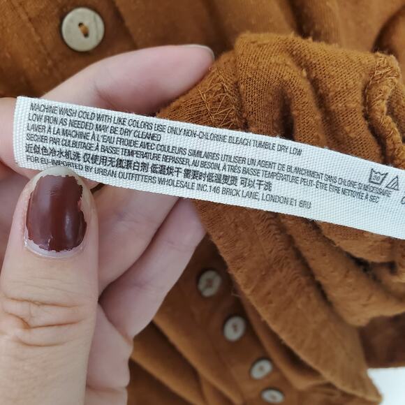 Free People Beach Brown Popcorn Textured Cotton Tank Mini Dress Womens XSmall - Picture 9 of 9